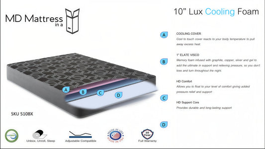 10" Lux Cooling Memory Foam Medium
