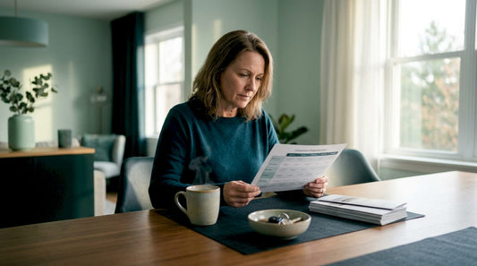 Woman reviewing mattress materials comparison charts