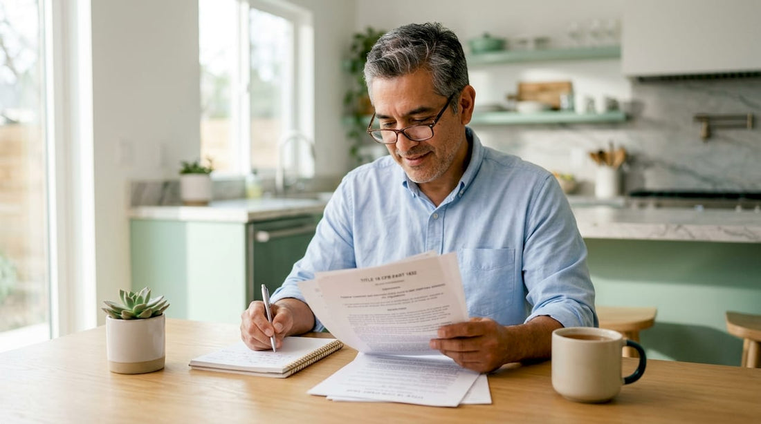 Person reviewing US mattress safety documents