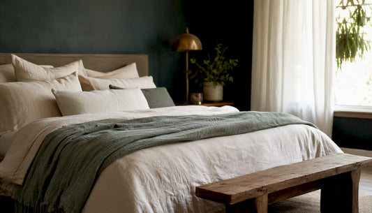 Close-up of luxurious organic bedding fabric
