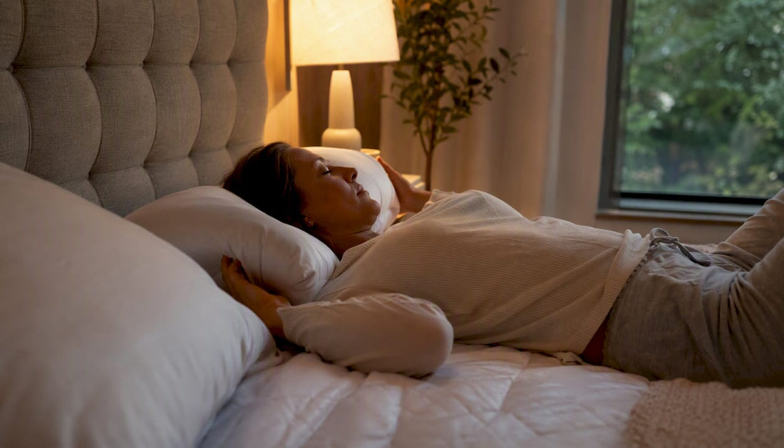 Person lying on mattress adjusting to new back support