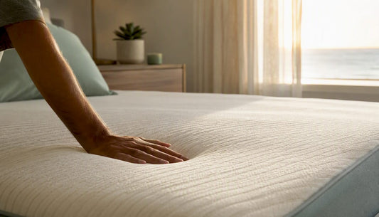 Hand pressing medium firmness mattress surface