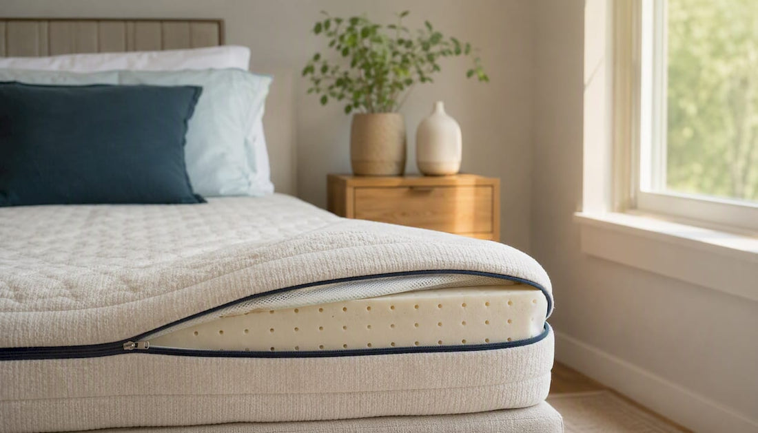 Layered mattress with organic cover and latex foam