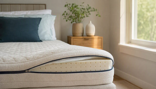 Layered mattress with organic cover and latex foam