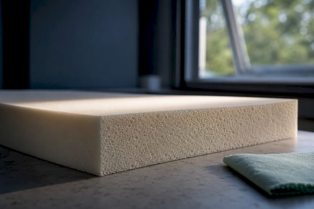 Foam sample in a ventilated testing room