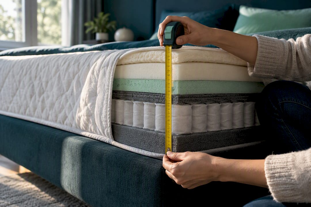 Measuring mattress edge and support layers