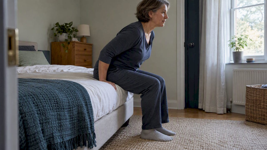 Woman performing a bed height sit test