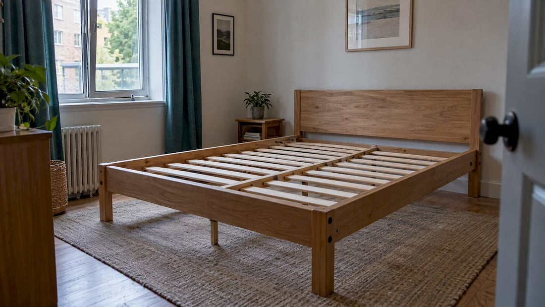 New bed frame airing in a bedroom