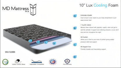 10" Lux Cooling Memory Foam Medium